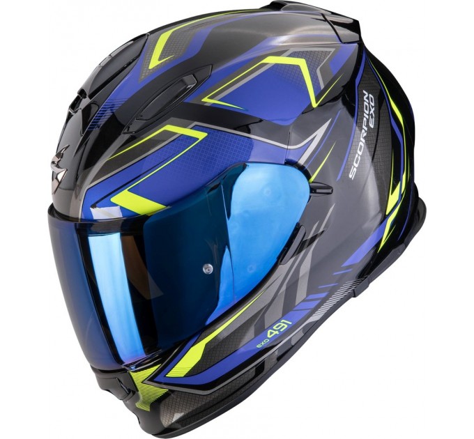 Casca moto Scorpions Exo 491 Zumo Black/Blue/Yellow